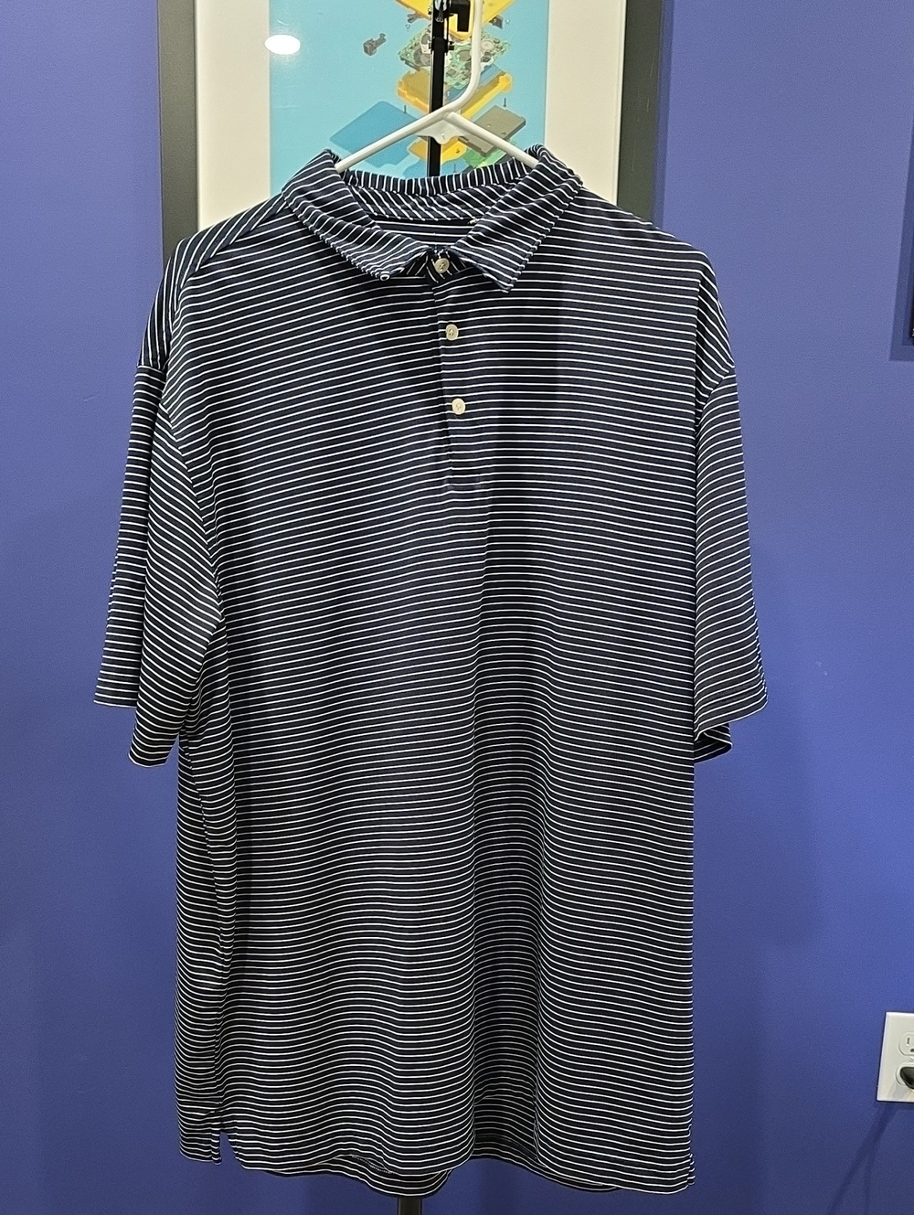 Walter Hagen Navy and White Striped Polo Shirt